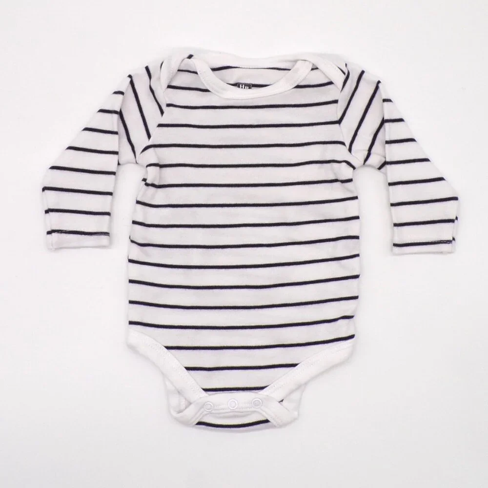 HB Striped Bodysuits Baby Boy Clothes 0-3 Months Lot of 2 Blue White Long Sleeve